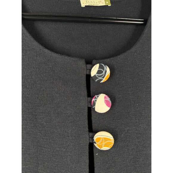 Chalet Et Ceci Womens Black Cardigan Sz M Boho Lagenlook Artsy Cotton USA - Picture 3 of 8